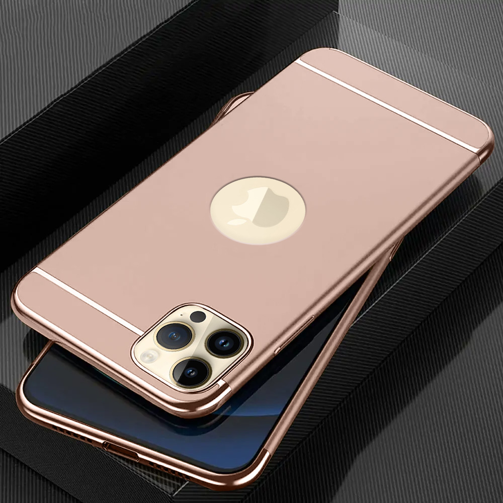 Etui do iPhone 12 Pro eleganckie cienkie ze zdobieniami i widocznym logo, różowe złoto