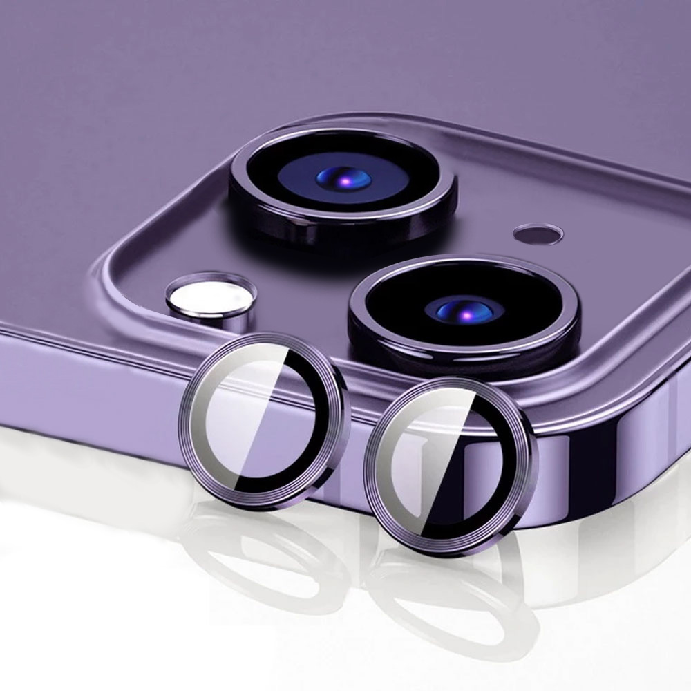 Metalowa osłona obiektywów szkło na aparat iPhone 14, głęboka purpura