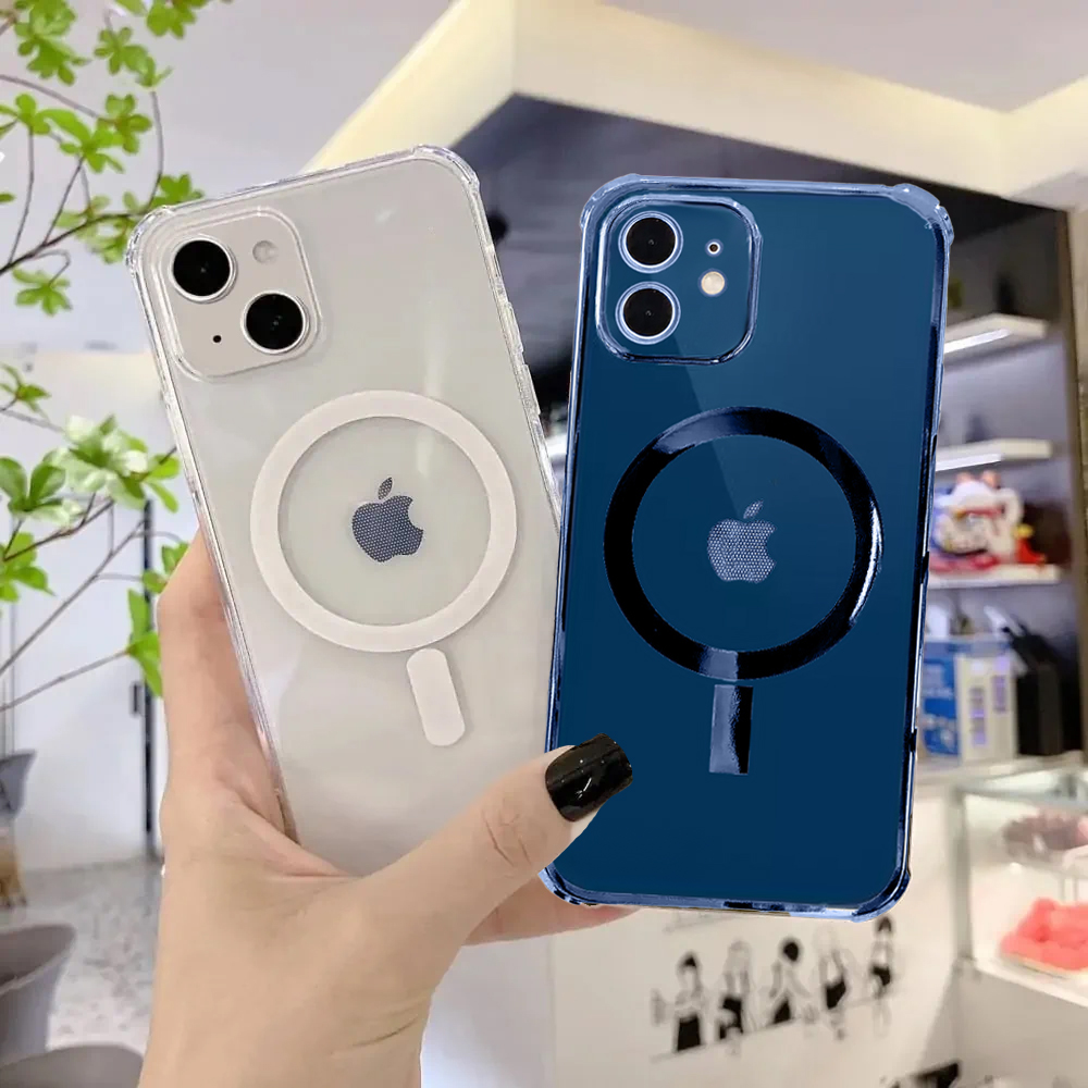 Etui do iPhone 12 MagSafe Protect transparentne ochrona kamery, granatowe