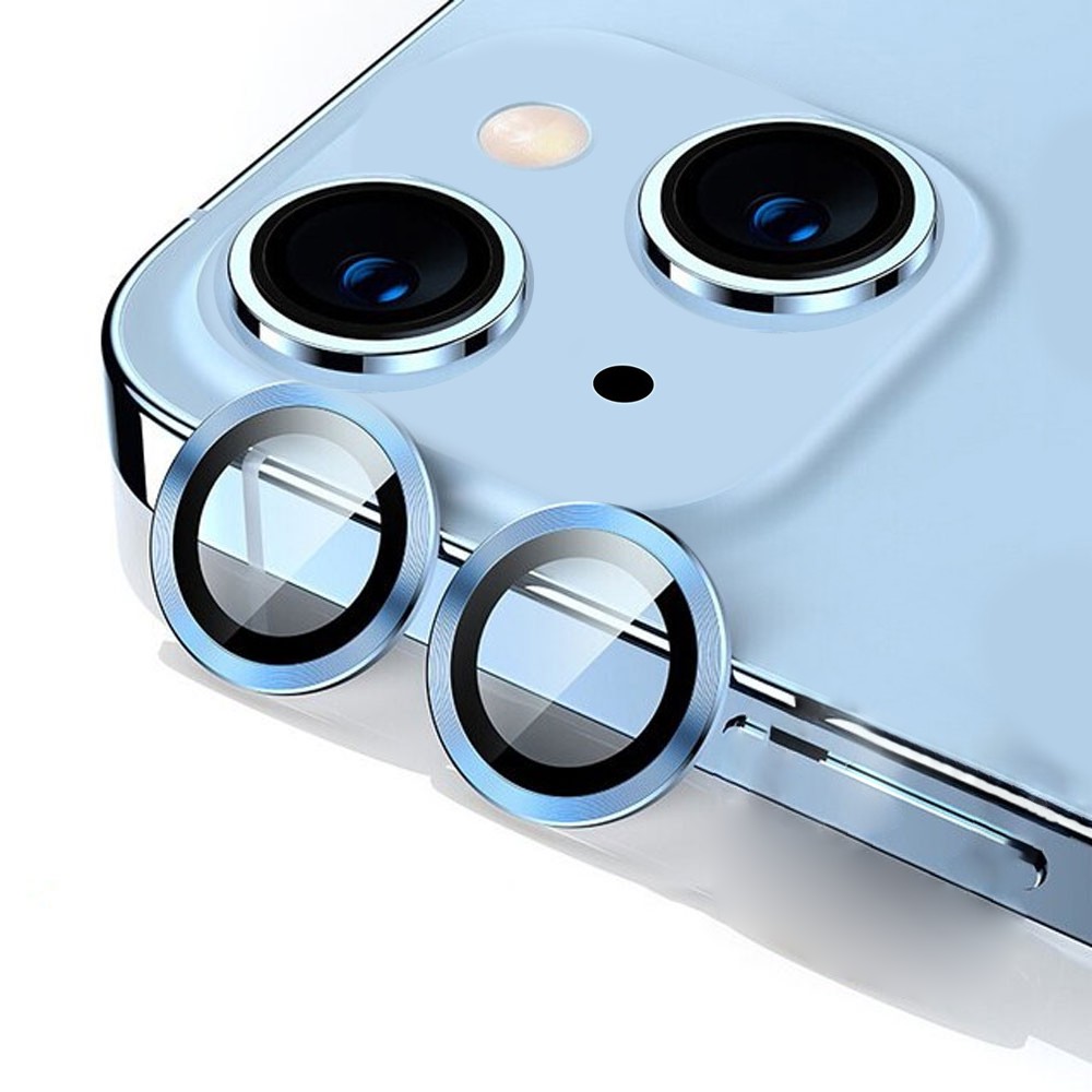 Metalowa osłona obiektywów szkło na aparat iPhone 14 Plus, niebieskie