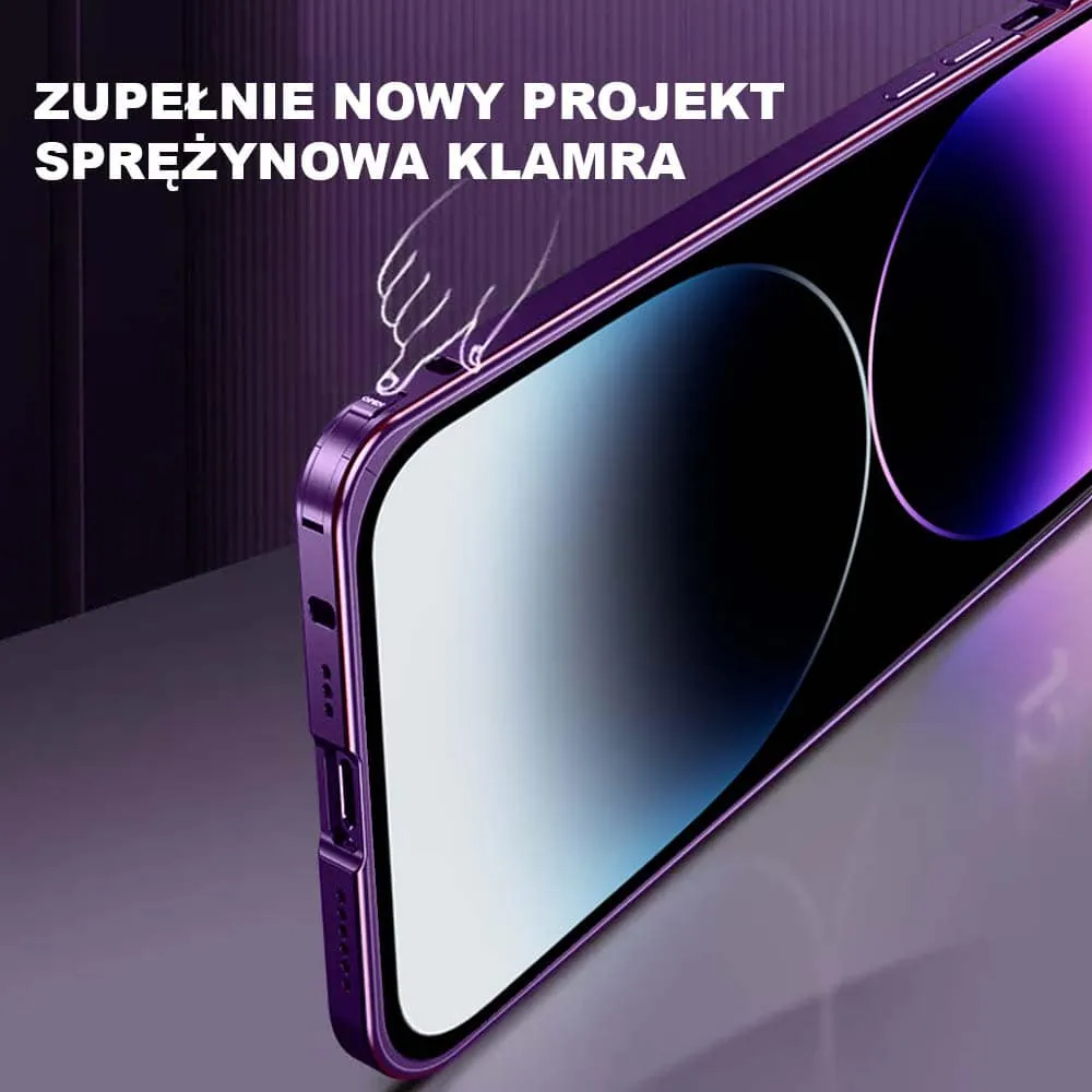 Etui do iPhone 14 Pro Magsafe Metalic Frame Oryginal, ochrona aparatu, purpurowa ramka