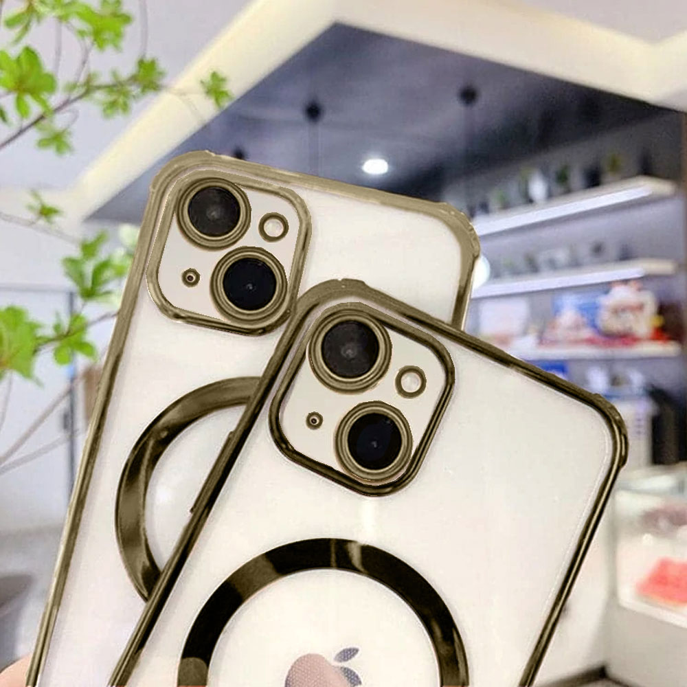 Etui do iPhone 13 MagSafe Protect transparentne ochrona kamery, brązowe złoto