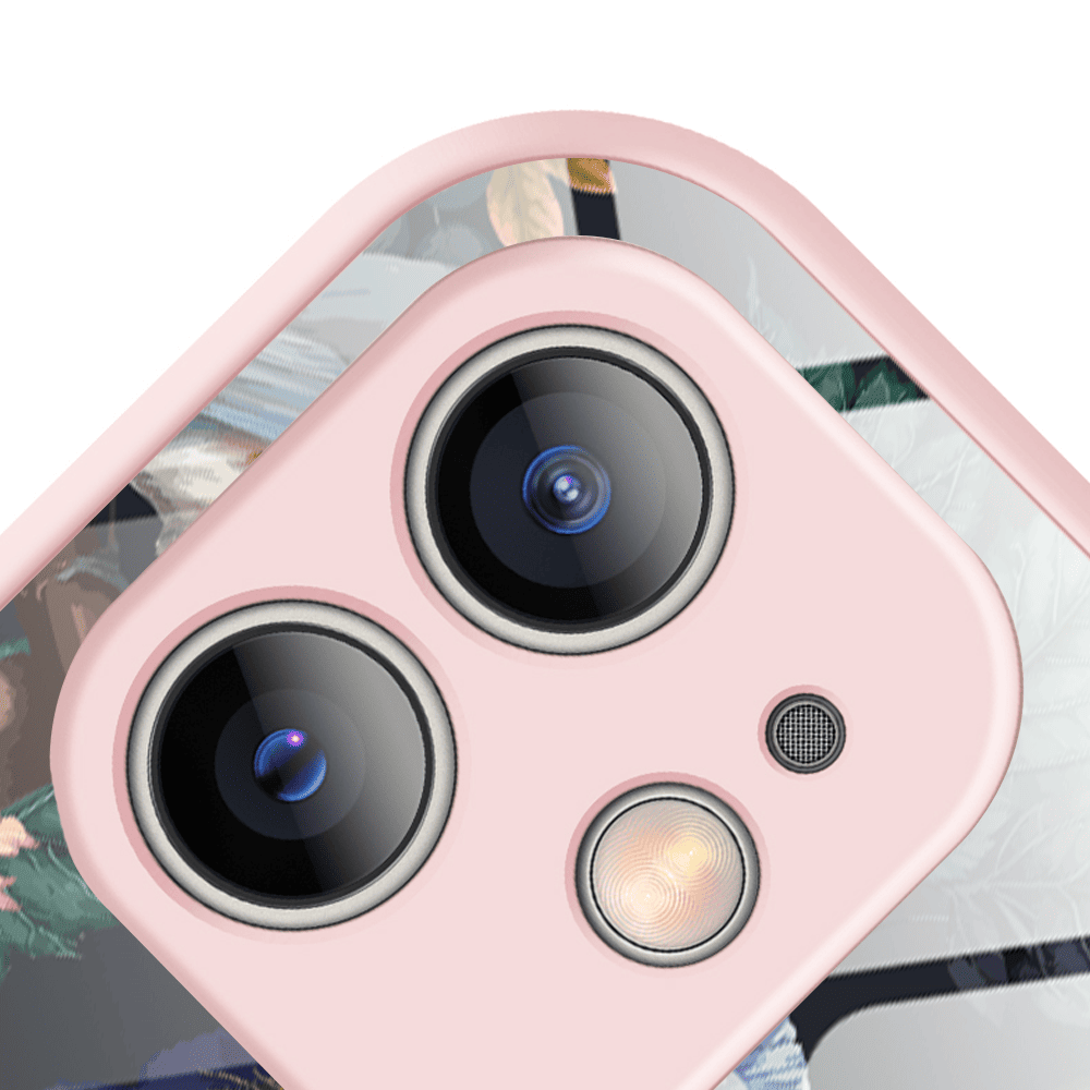 Etui do iPhone 12, Ibizu, szklany tył, osłona kamery, symfonia natury, łososiowe