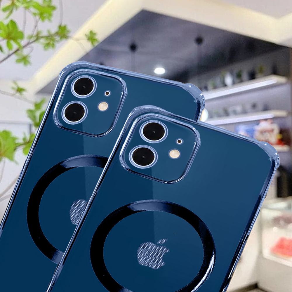 Etui do iPhone 12 MagSafe Protect transparentne ochrona kamery, granatowe