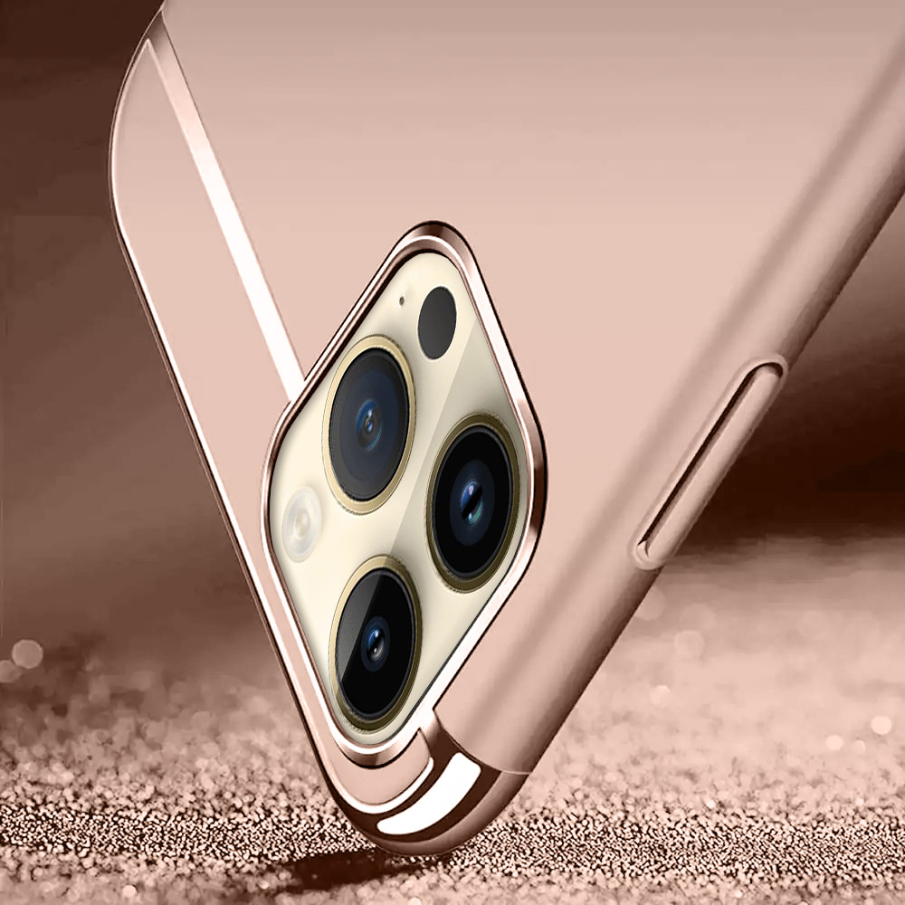 Etui do iPhone 12 Pro eleganckie cienkie ze zdobieniami i widocznym logo, różowe złoto