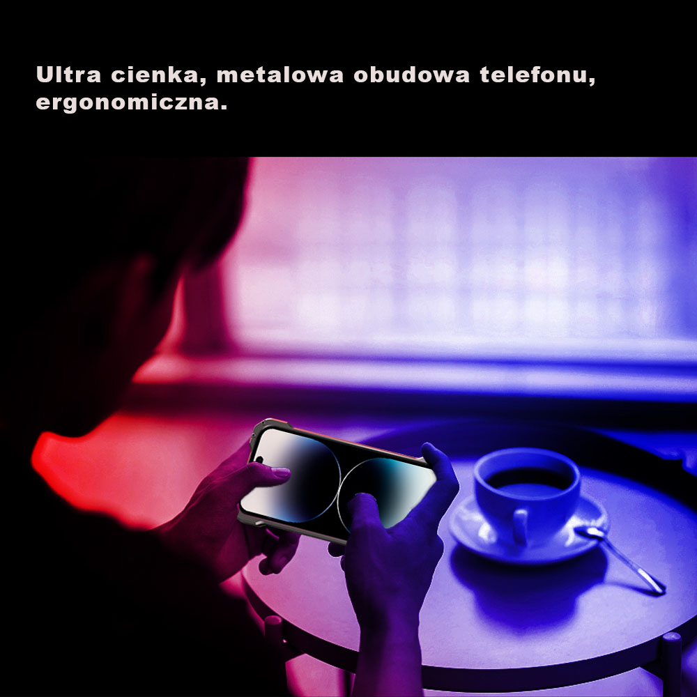 Etui do iPhone 14 Pro pancerne, metalowe, skręcane, srebrne