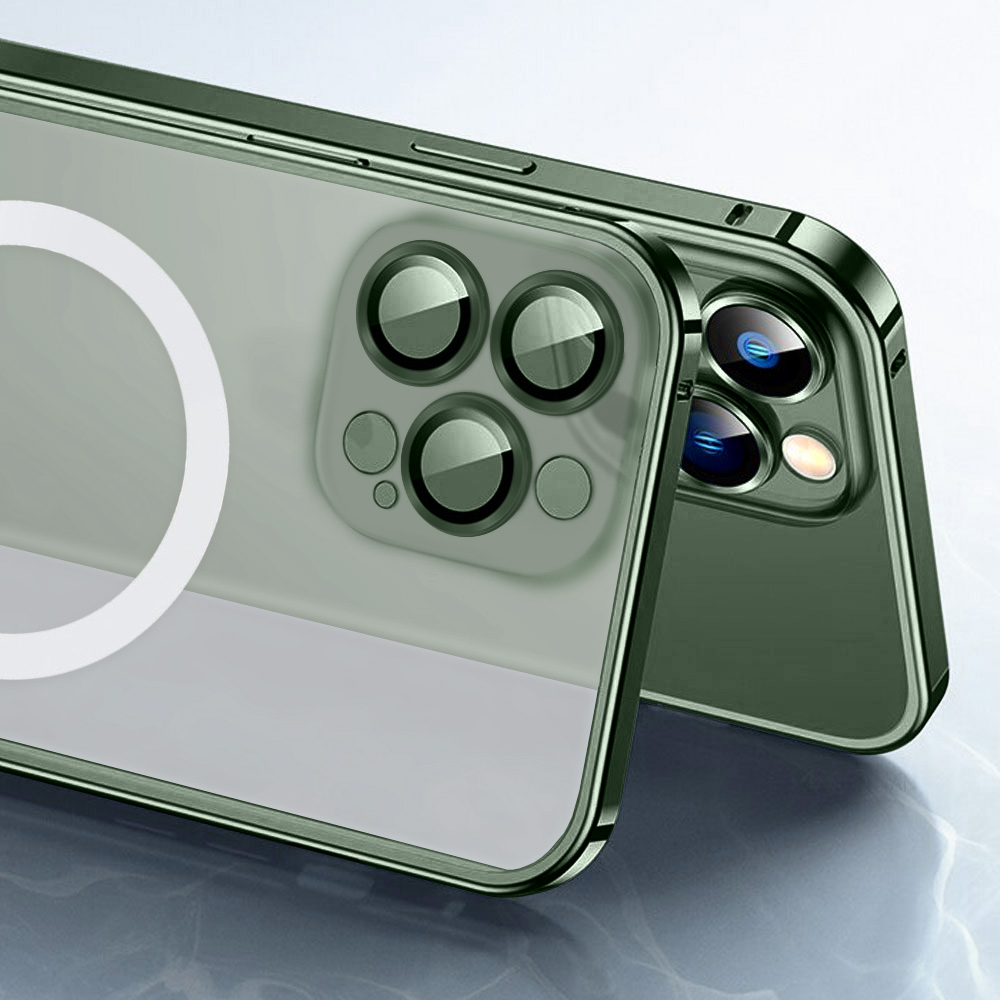 Etui do iPhone 13 Pro Magsafe Armor metalowa ramka, twarde aluminium, alpejska zieleń