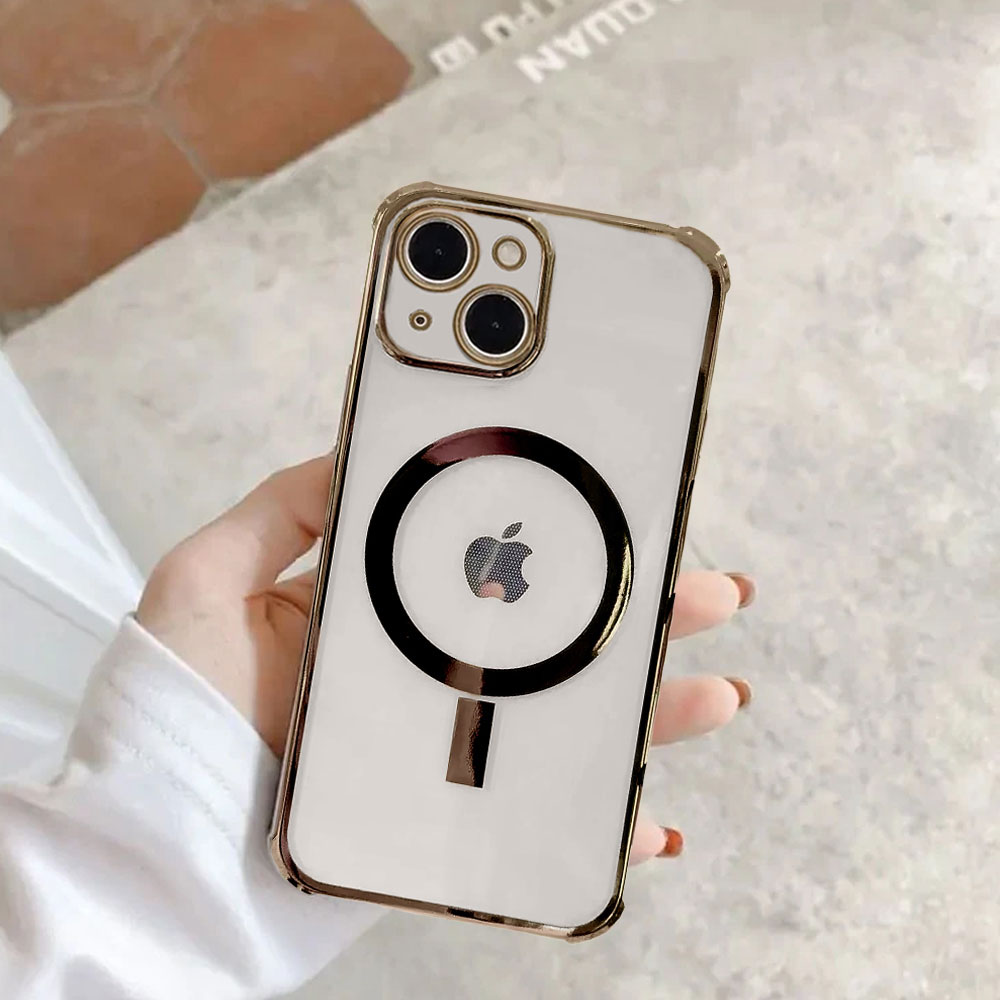 Etui do iPhone 13 MagSafe Protect transparentne ochrona kamery, brązowe złoto