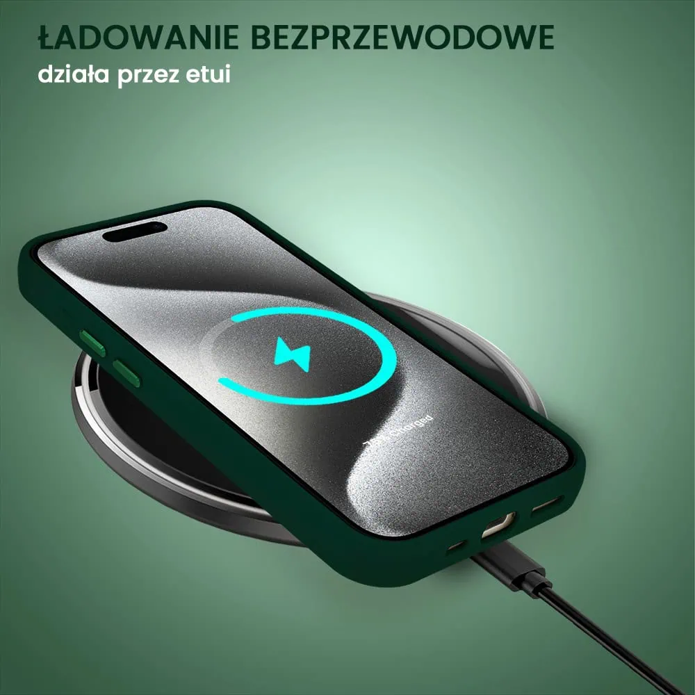 Etui do iPhone 15 Pro Arctic Stand, półprzeźroczyste, z osłoną aparatu i podstawką, zielone