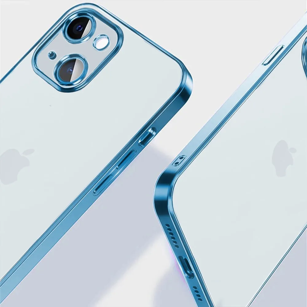 Etui do iPhone 15 Plus slim blue z osłoną kamery, niebieskie