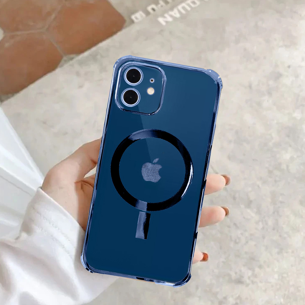 Etui do iPhone 12 MagSafe Protect transparentne ochrona kamery, granatowe