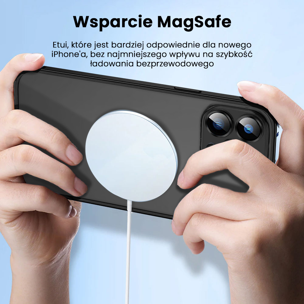 Etui do iPhone 14 Pro Max Metalic Black Frame Oryginal matowe, hybrydowa ochrona kamery, czarna ramka