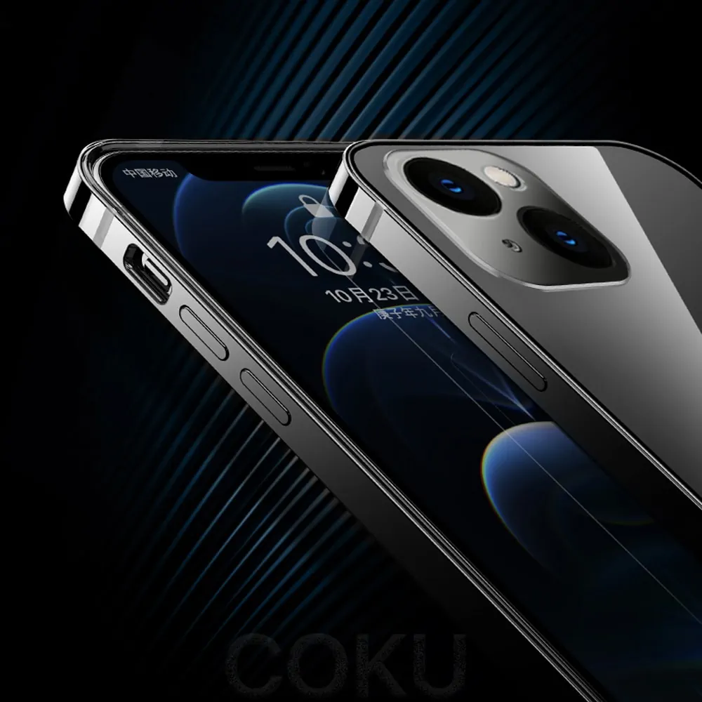 Etui do iPhone 14 Ibizu Elite Skin, krystalicznie czyste z metalową ramką, czarne z MagSafe