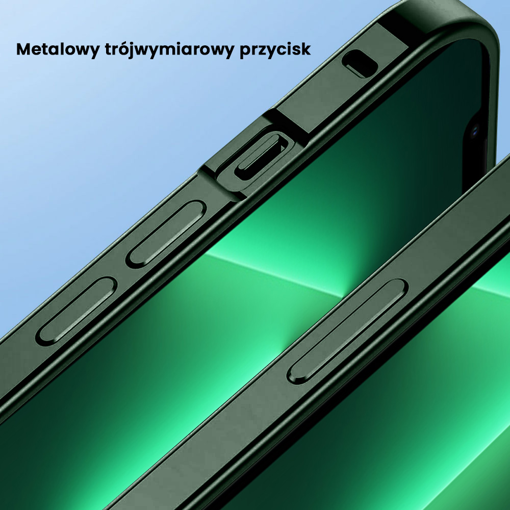 Etui do iPhone 13 Pro Magsafe Armor metalowa ramka, twarde aluminium, alpejska zieleń