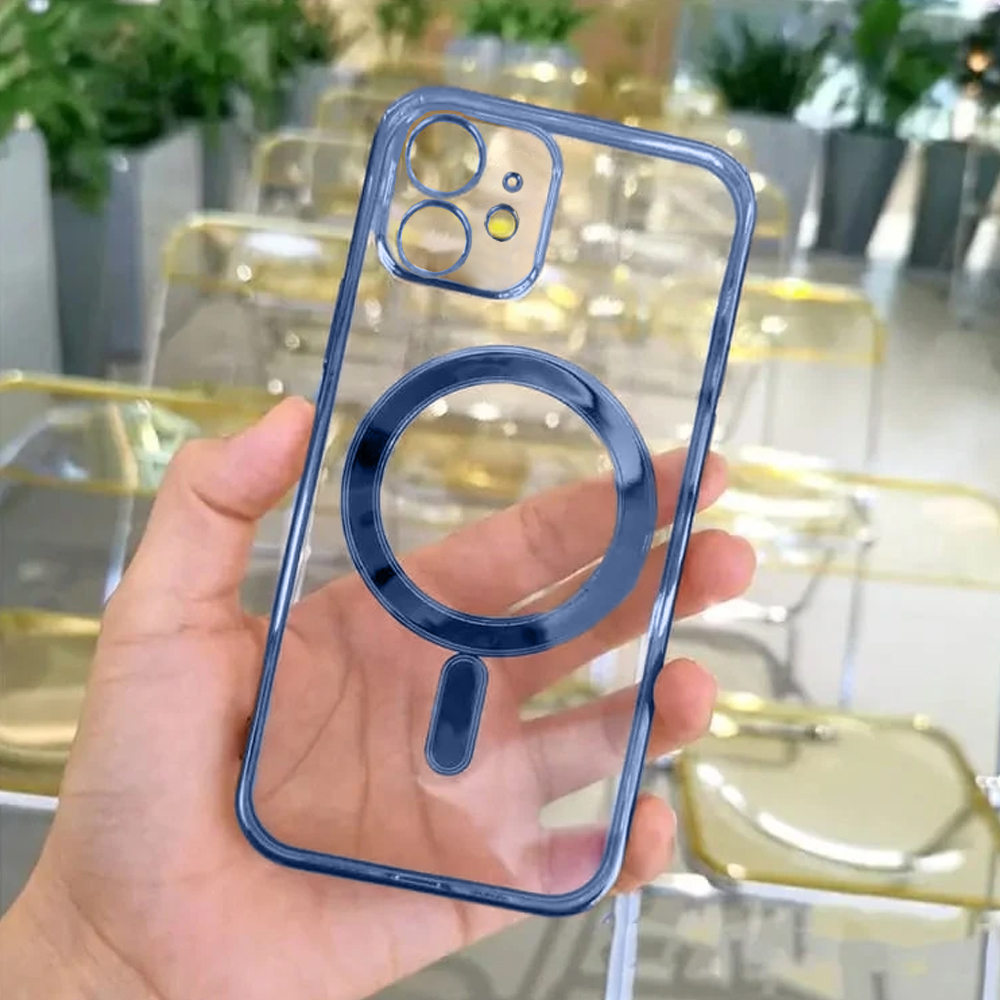 Etui do iPhone 12 MagSafe Protect transparentne ochrona kamery, granatowe