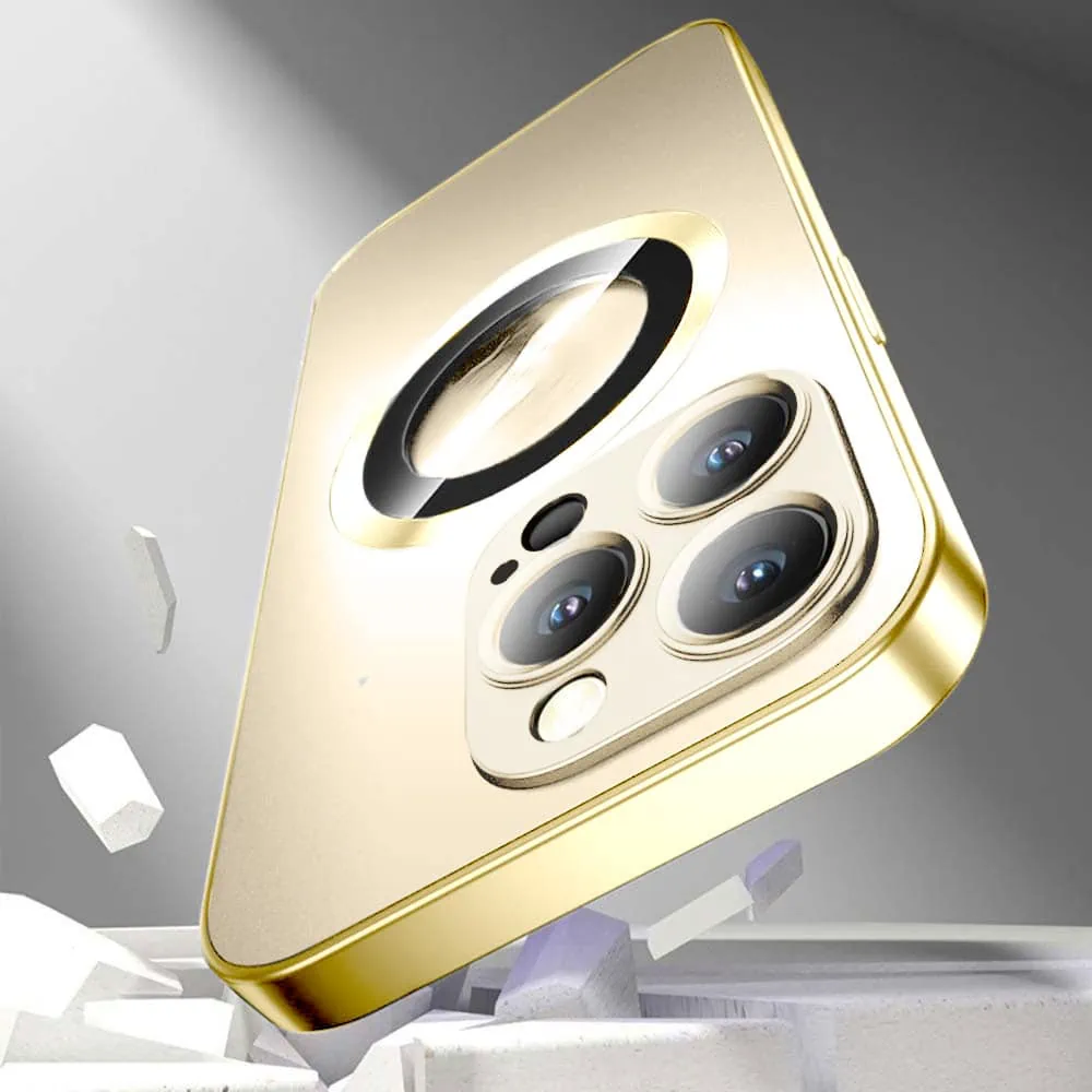 Etui do iPhone 14 Pro Noble Brush MagSafe z widocznym logo i osłoną na aparat, złote (OUTLET)