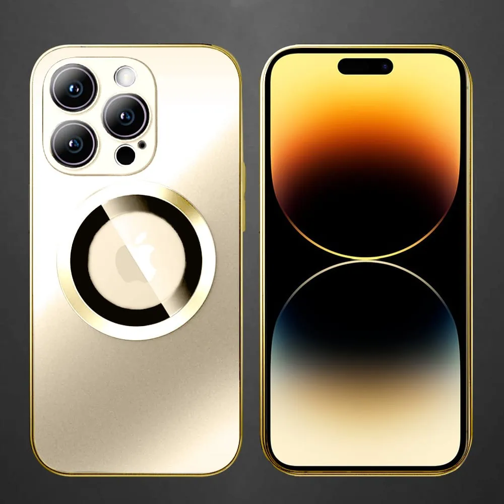 Etui do iPhone 14 Pro Noble Brush MagSafe z widocznym logo i osłoną na aparat, złote (OUTLET)