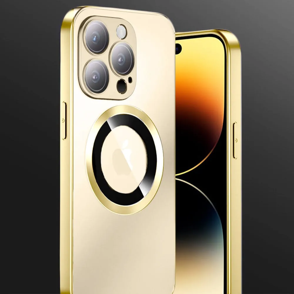 Etui do iPhone 14 Pro Noble Brush MagSafe z widocznym logo i osłoną na aparat, złote (OUTLET)