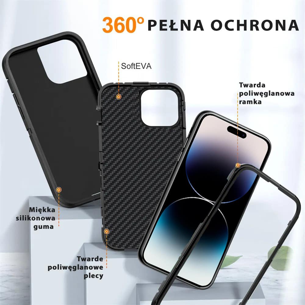Etui do iPhone 14 Pro Max 2w1 Double Armor Pancerne, czarne