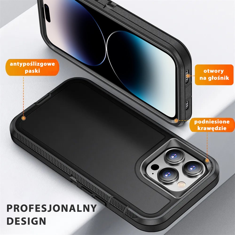 Etui do iPhone 14 Pro Max 2w1 Double Armor Pancerne, czarne