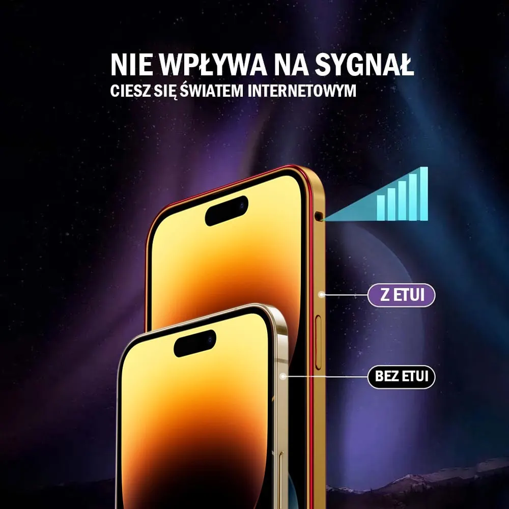 Etui do iPhone 14 Pro Max Magsafe Metalic Frame Oryginal, ochrona aparatu, złota ramka