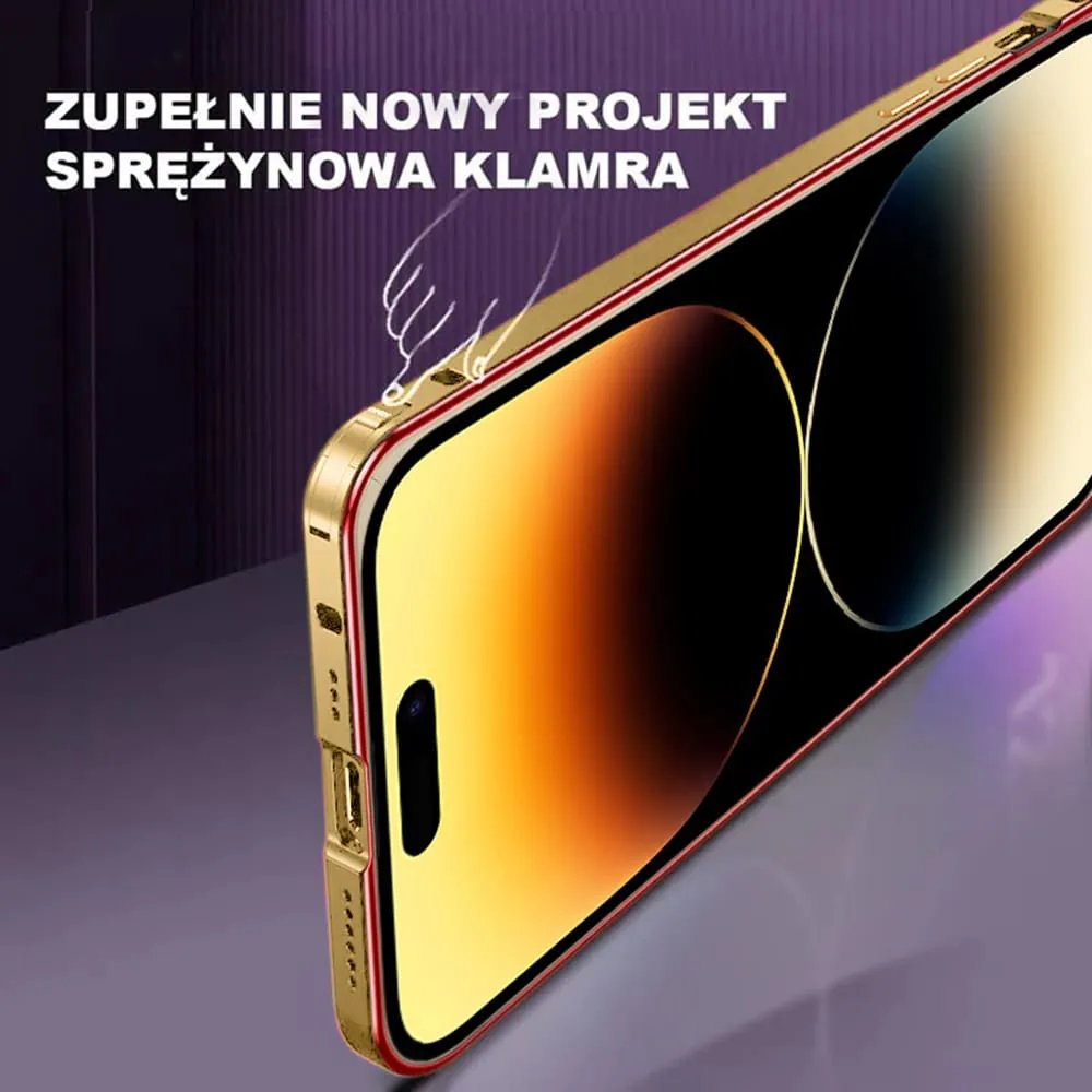 Etui do iPhone 14 Pro Max Magsafe Metalic Frame Oryginal, ochrona aparatu, złota ramka