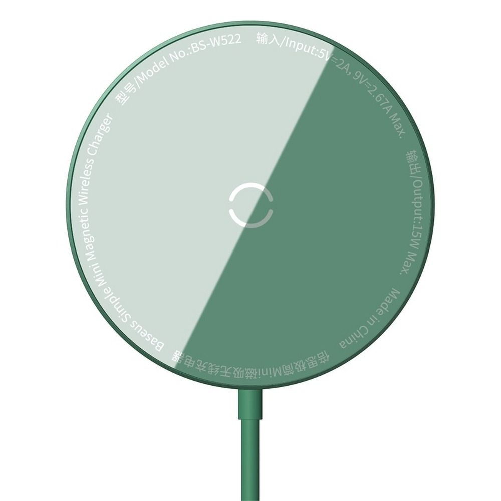 Ładowarka magnetyczna do MagSafe iPhone 14/13/12 (Mini/Plus/Pro/Pro Max) Qi 15W, zielona