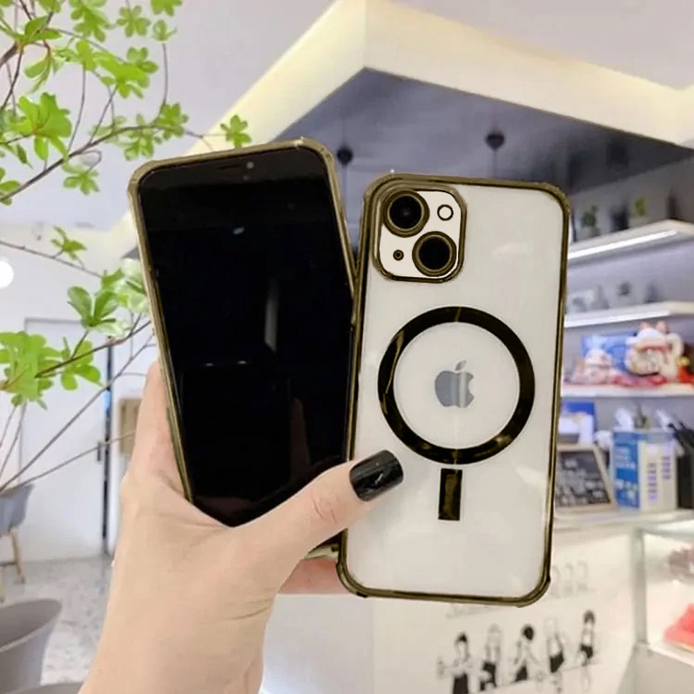 Etui do iPhone 13 MagSafe Protect transparentne ochrona kamery, brązowe złoto