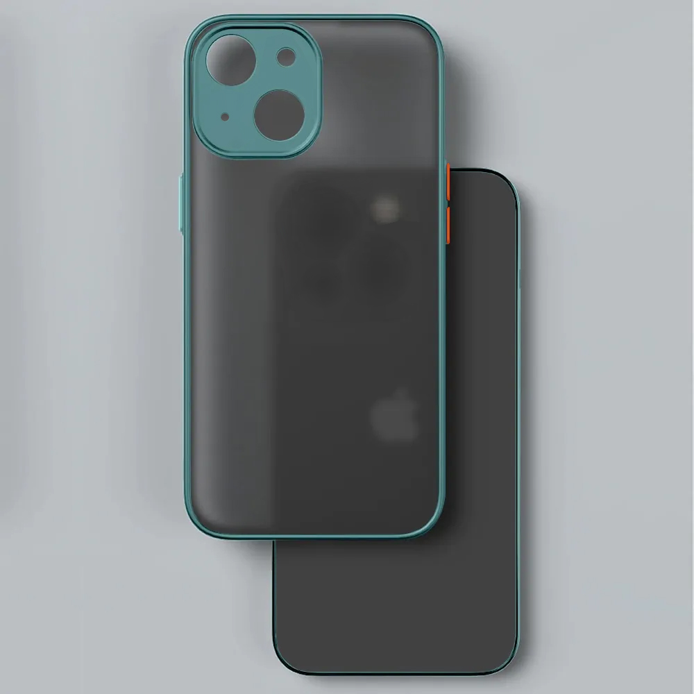 Etui do iPhone 13 Mini półprzeźroczyste matowe z ochroną aparatu, zielone