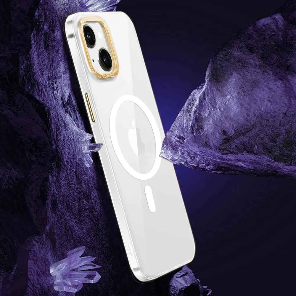 Etui do iPhone 14 Cam Ring MagSafe, twardy tył, przeźroczyste