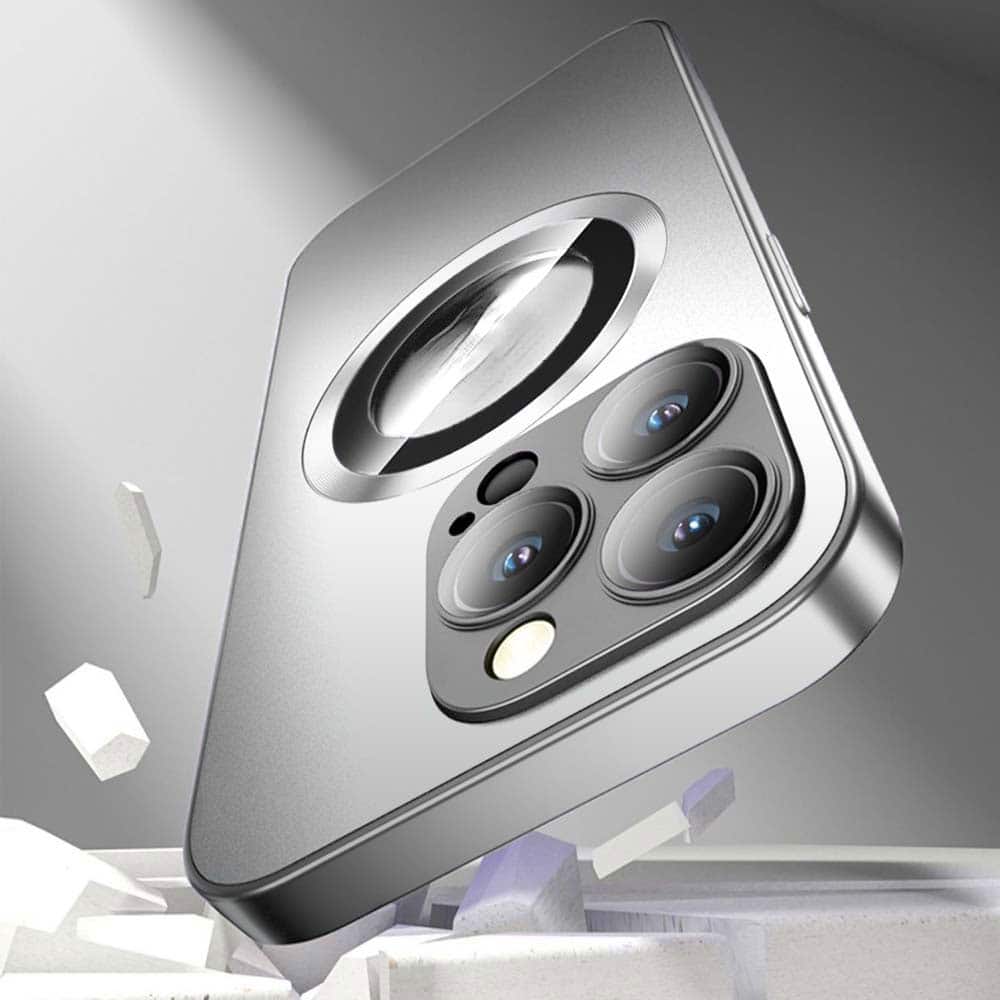 Etui do iPhone 14 Pro Max Noble Brush Silver MagSafe z widocznym logo i osłoną na aparat, srebrne (OUTLET)