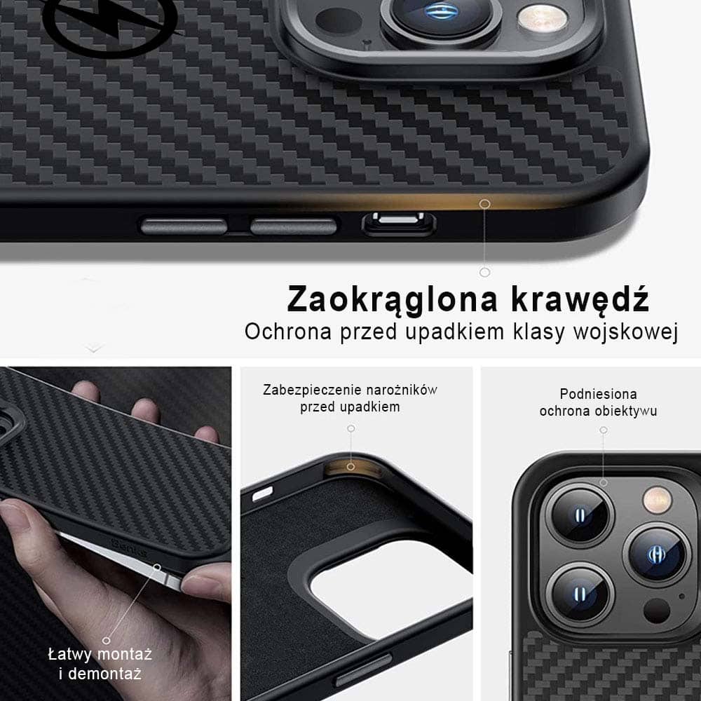 Etui do iPhone 14 Pro karbonowe z Magsafe, czarne