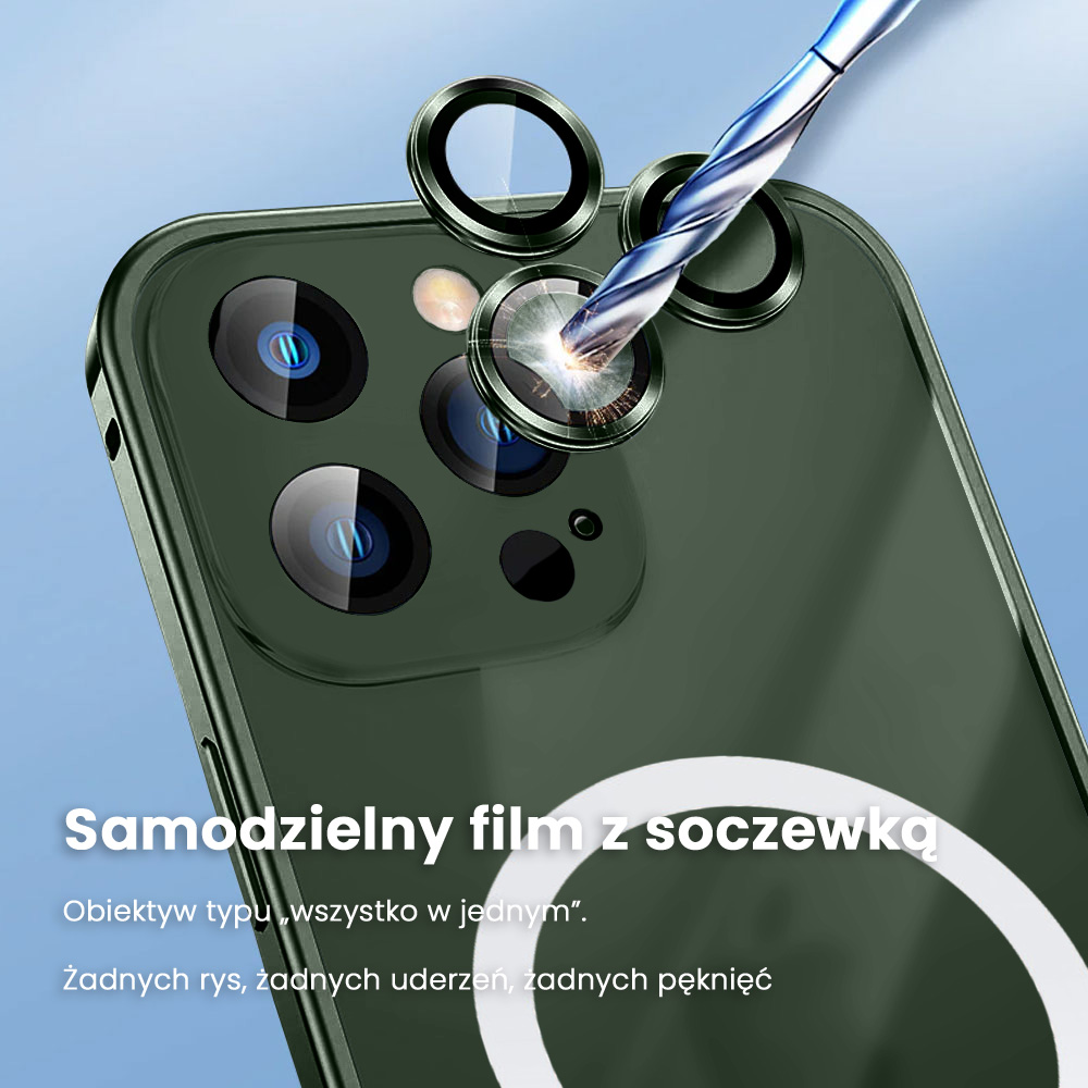 Etui do iPhone 13 Pro Max MagSafe Metalic Green Frame Oryginal matowe, ochrona aparatu, zielona ramka
