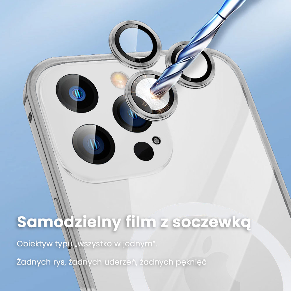 Etui do iPhone 14 Pro Max Magsafe Metalic Silver Frame Oryginal matowe, ochrona aparatu, srebrna ramka