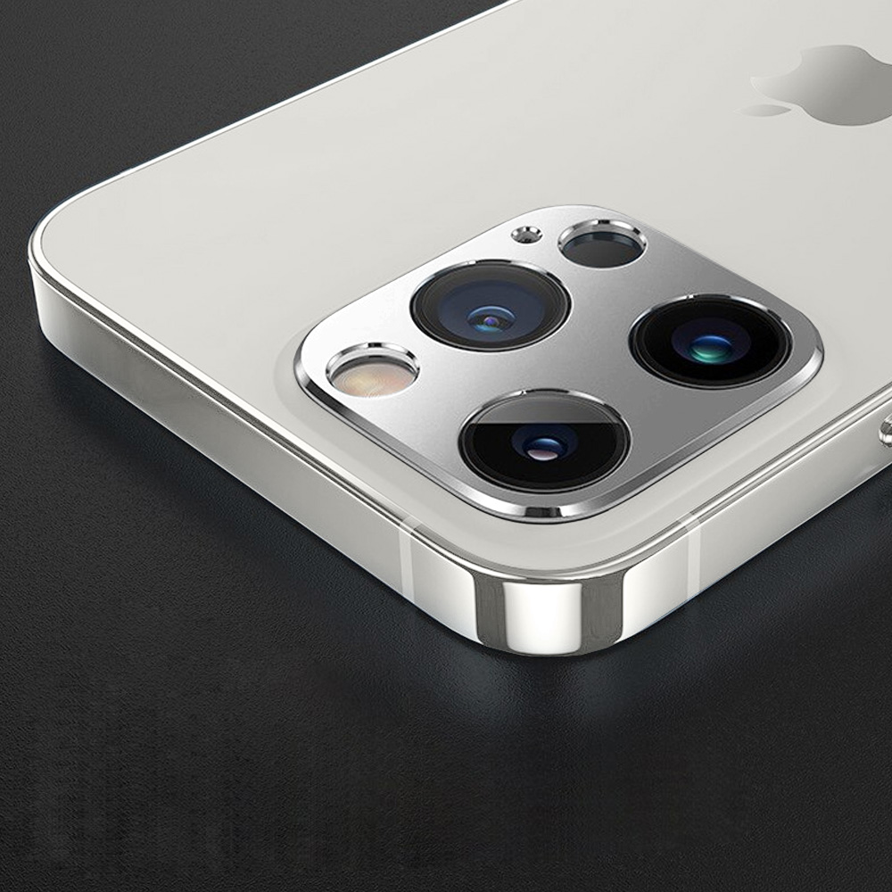 iPhone 14 Pro gładka metalowa osłona na cały aparat, srebrna