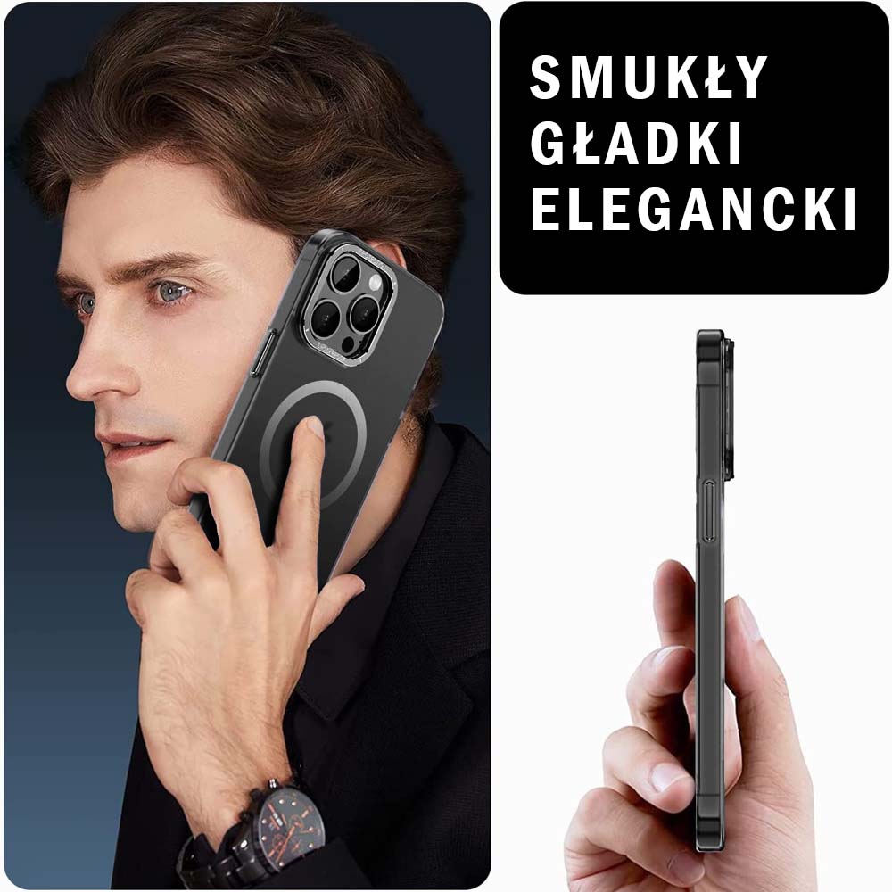 Etui do iPhone 14 Pro Cam Ring Soft touch MagSafe, czarne