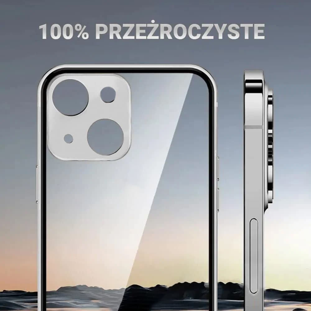 Etui do iPhone 14 Ibizu Elite Skin, krystalicznie czyste z metalową ramką, srebrne