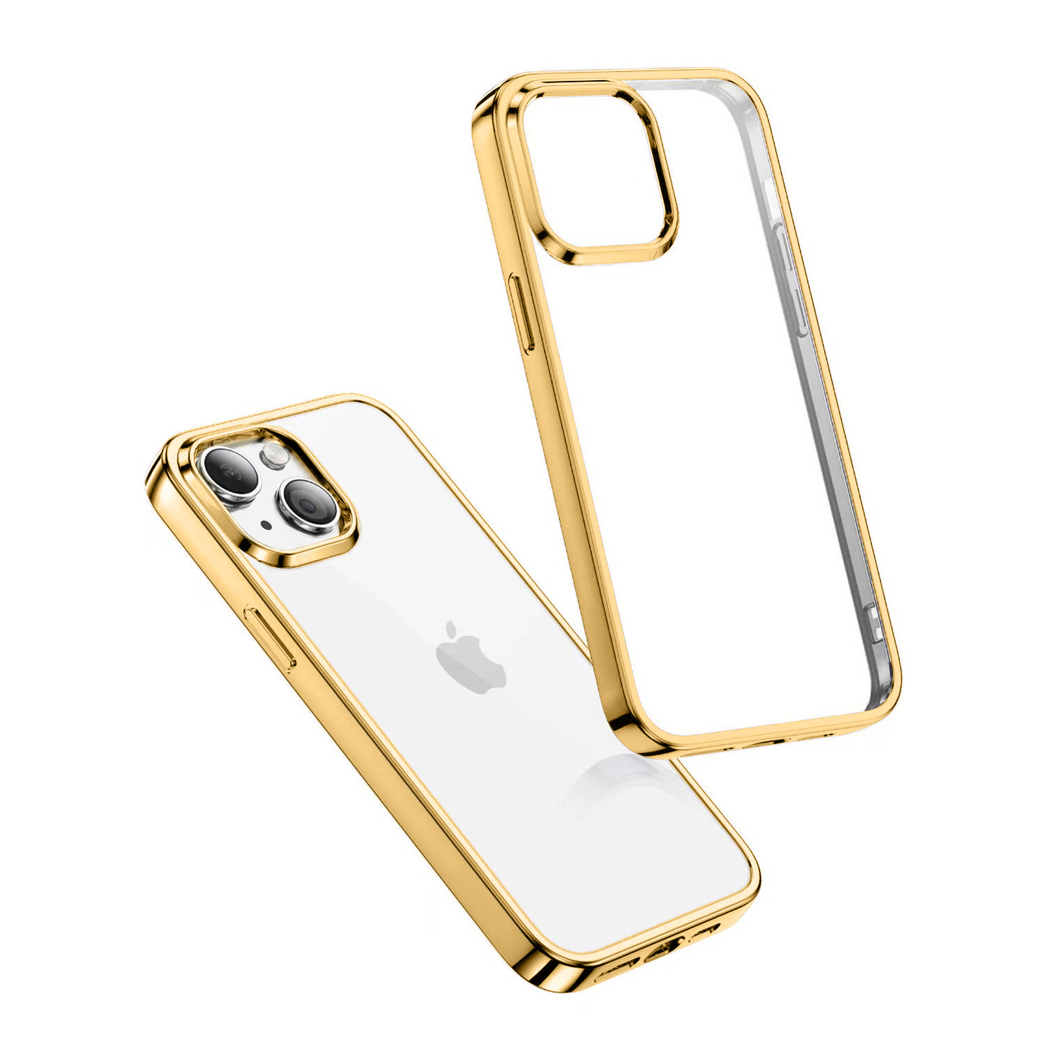 Etui do iPhone 14 JETech Simple Metallic gold przeźroczyste z ramką w kolorze złota (OUTLET)