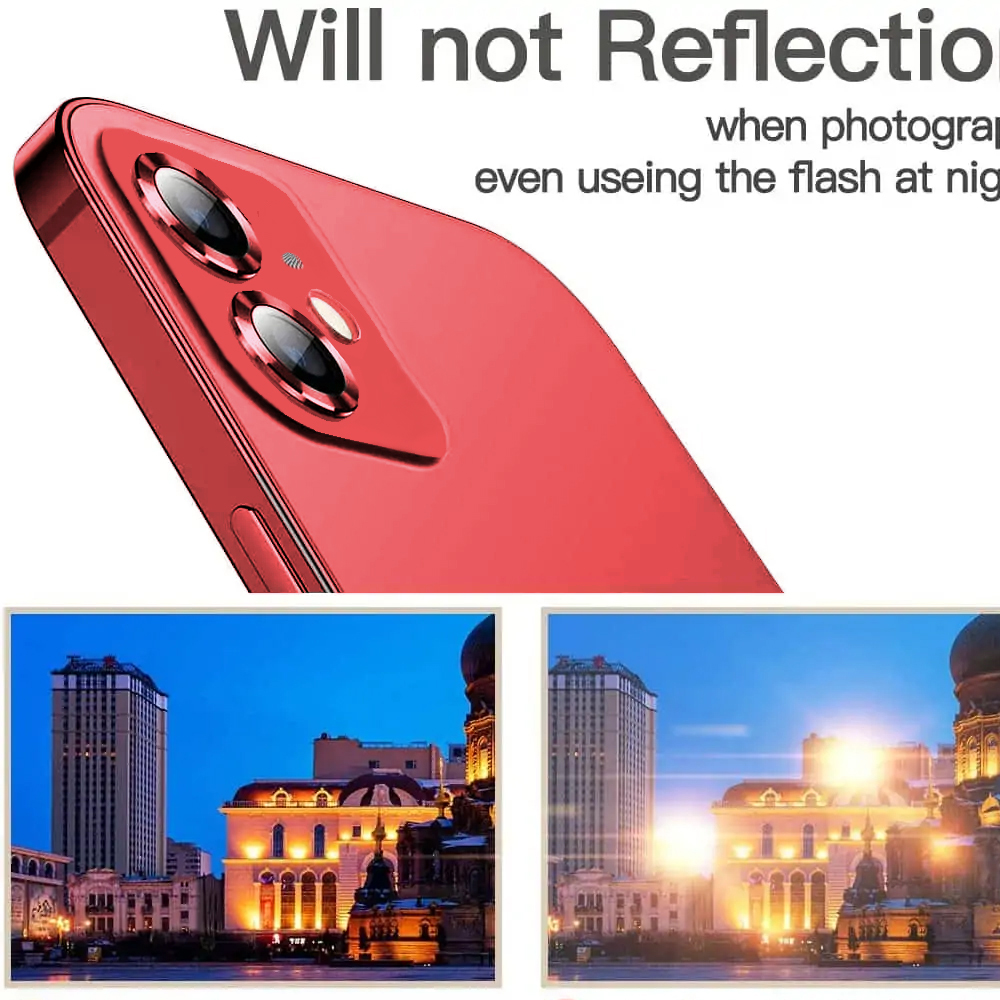 Metalowa osłona obiektywów szkło na aparat iPhone 12,czerwona