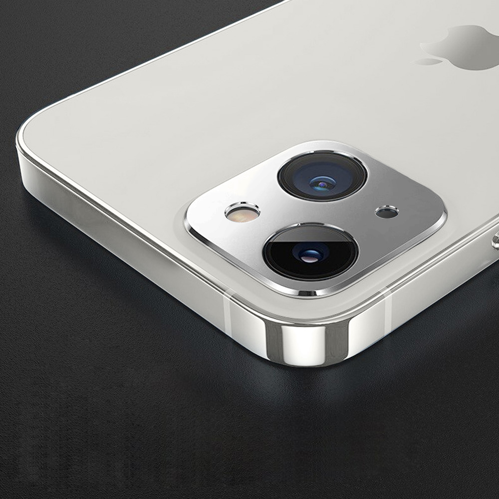 iPhone 14 Plus gładka metalowa osłona na cały aparat, srebrna