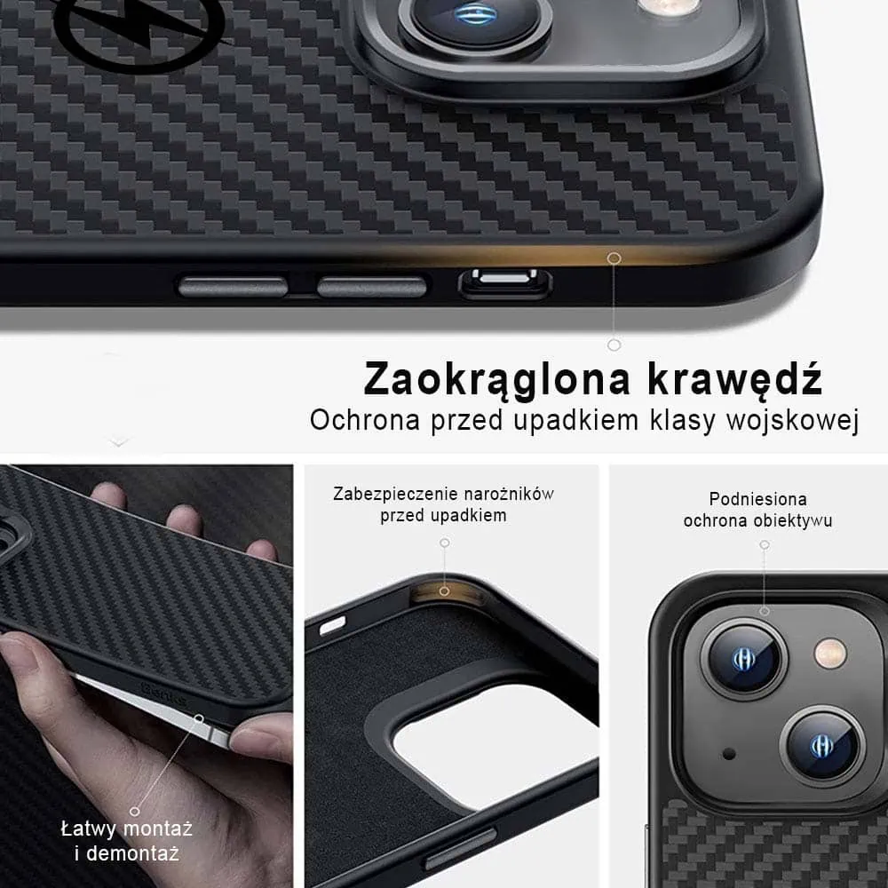 Etui do iPhone 14 karbonowe z Magsafe, czarne