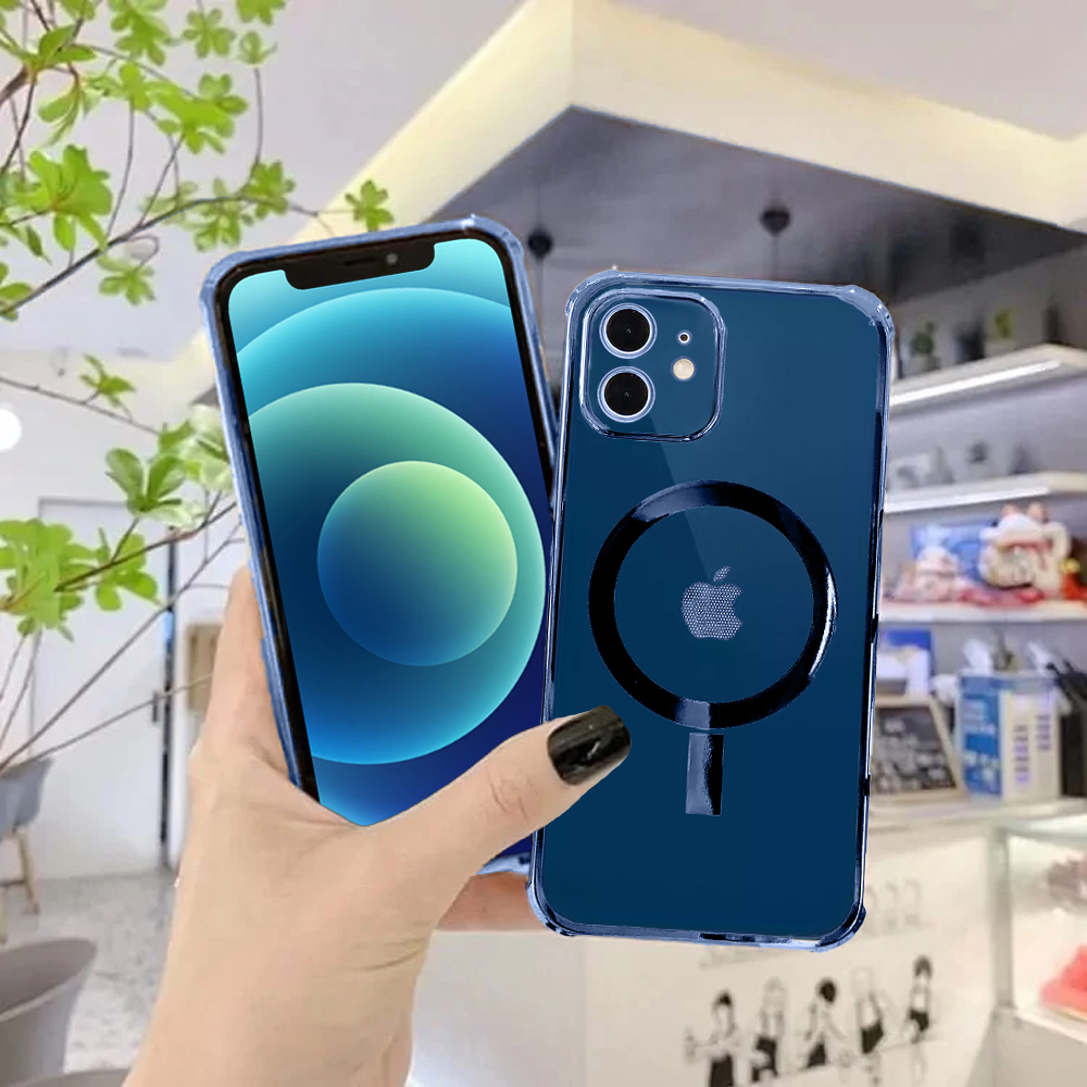 Etui do iPhone 12 MagSafe Protect transparentne ochrona kamery, granatowe