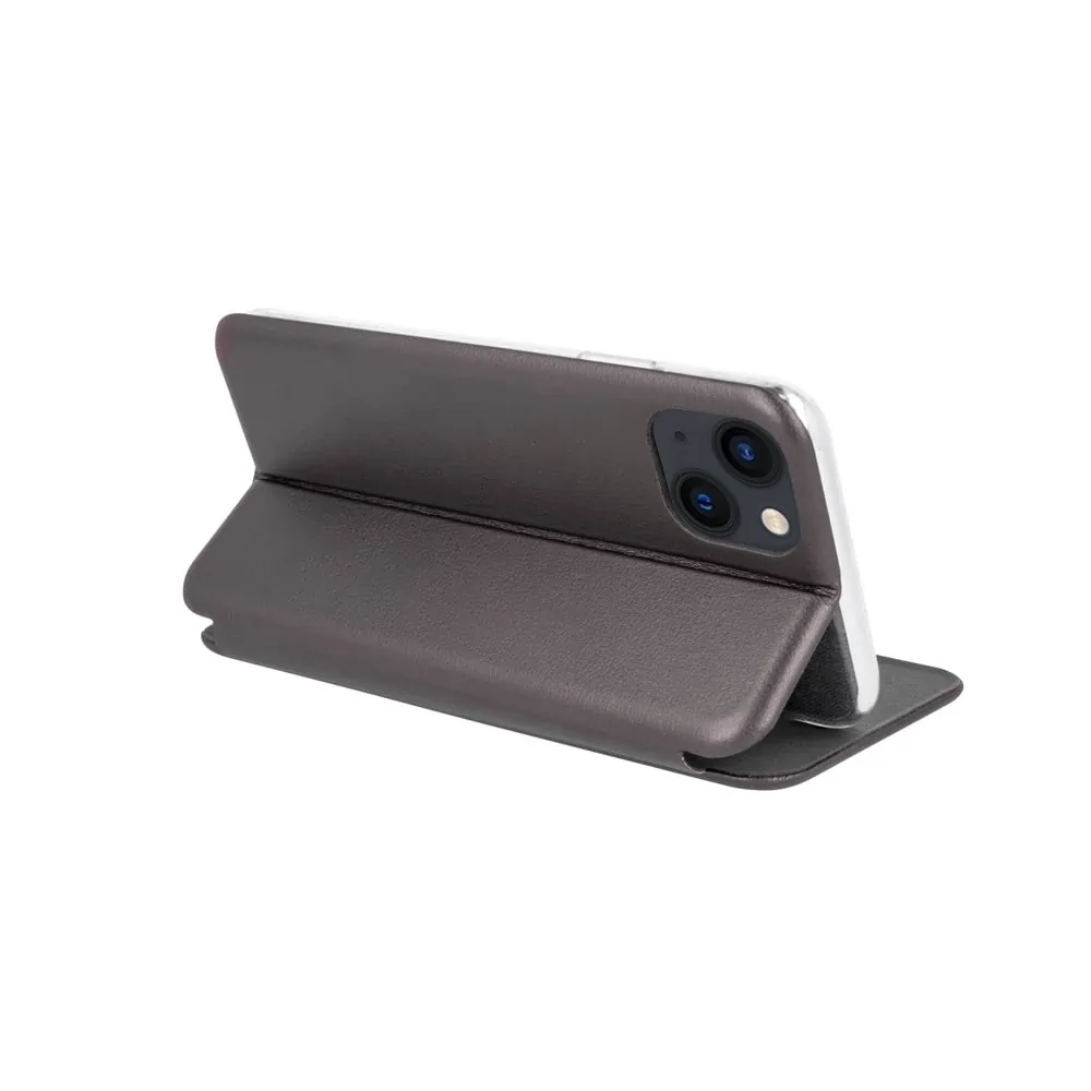 Etui do iPhone 15 Plus klasyczne z magnetyczną klapką, szare stalowe
