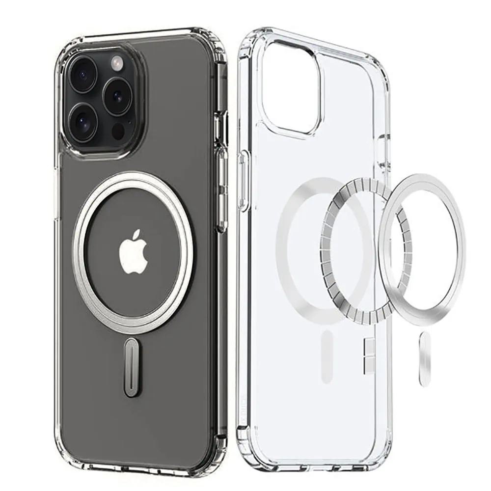 Etui do iPhone 15 Pro Max Clear Case przeźroczyste, twardy tył z aluminiowym MagSafe
