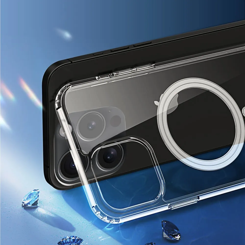Etui do iPhone 15 Pro Max Clear Case przeźroczyste, twardy tył z aluminiowym MagSafe