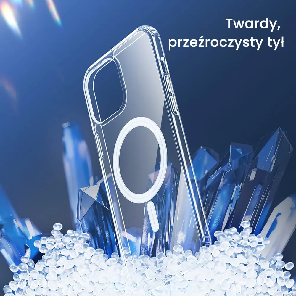 Etui do iPhone 15 Pro Max Clear Case przeźroczyste, twardy tył z aluminiowym MagSafe