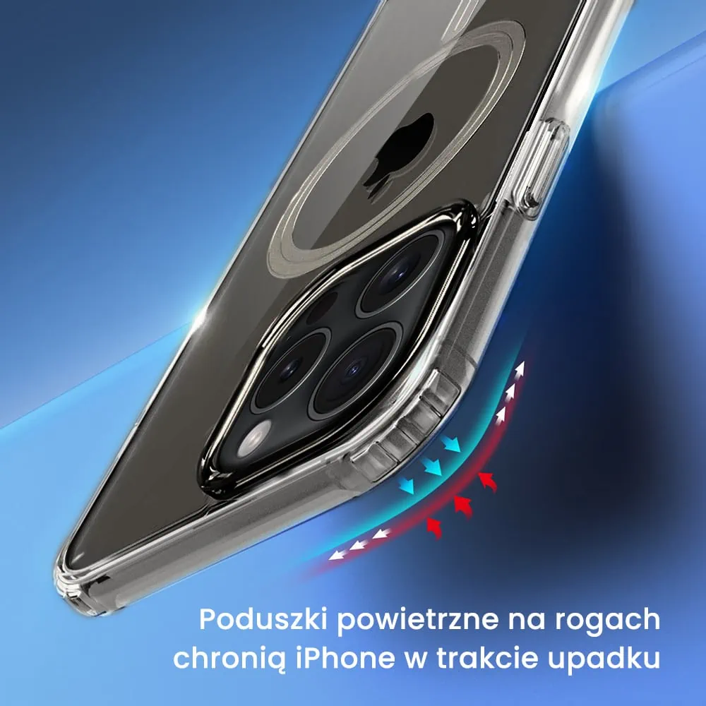 Etui do iPhone 15 Pro Max Clear Case przeźroczyste, twardy tył z aluminiowym MagSafe