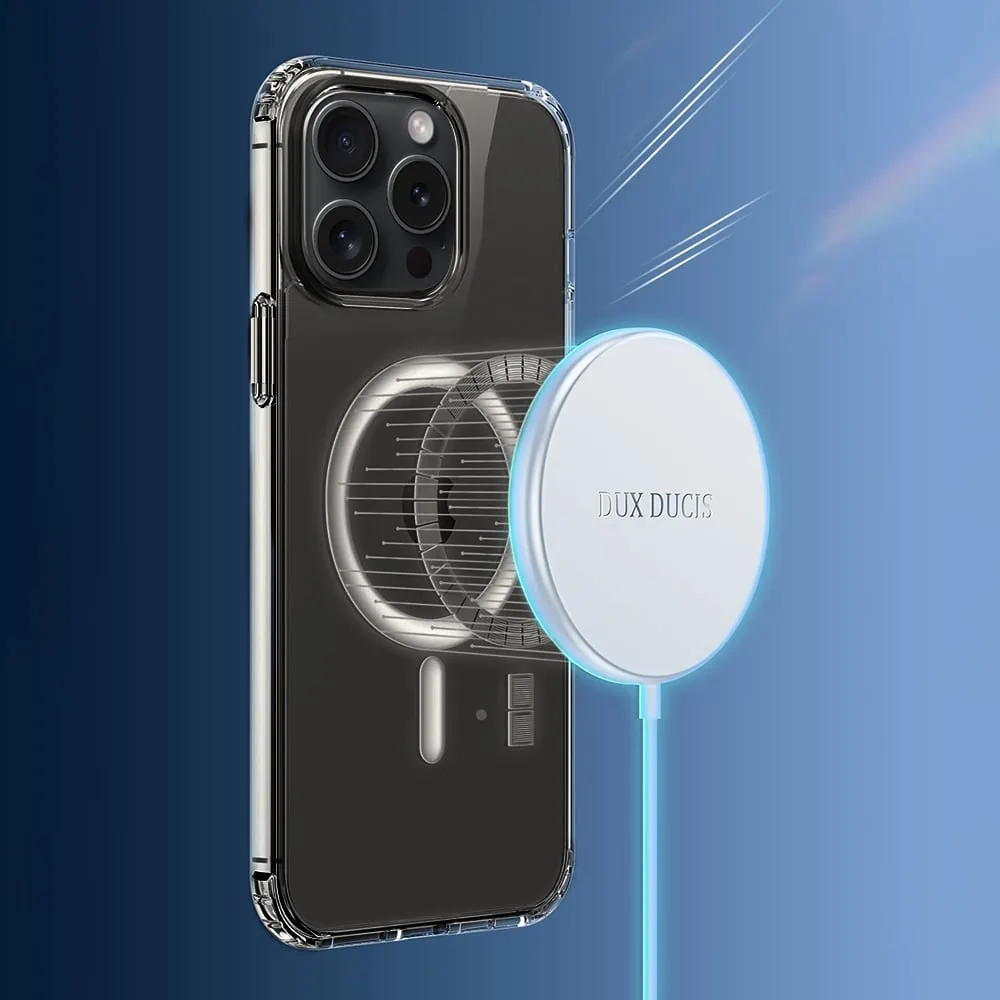 Etui do iPhone 15 Pro Max Clear Case przeźroczyste, twardy tył z aluminiowym MagSafe