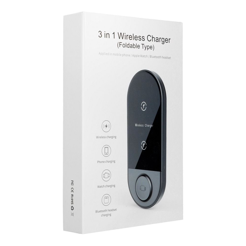 Ładowarka indukcyjna 3w1 do iPhone, Apple Watch, AirPods, z funkcją podstawki