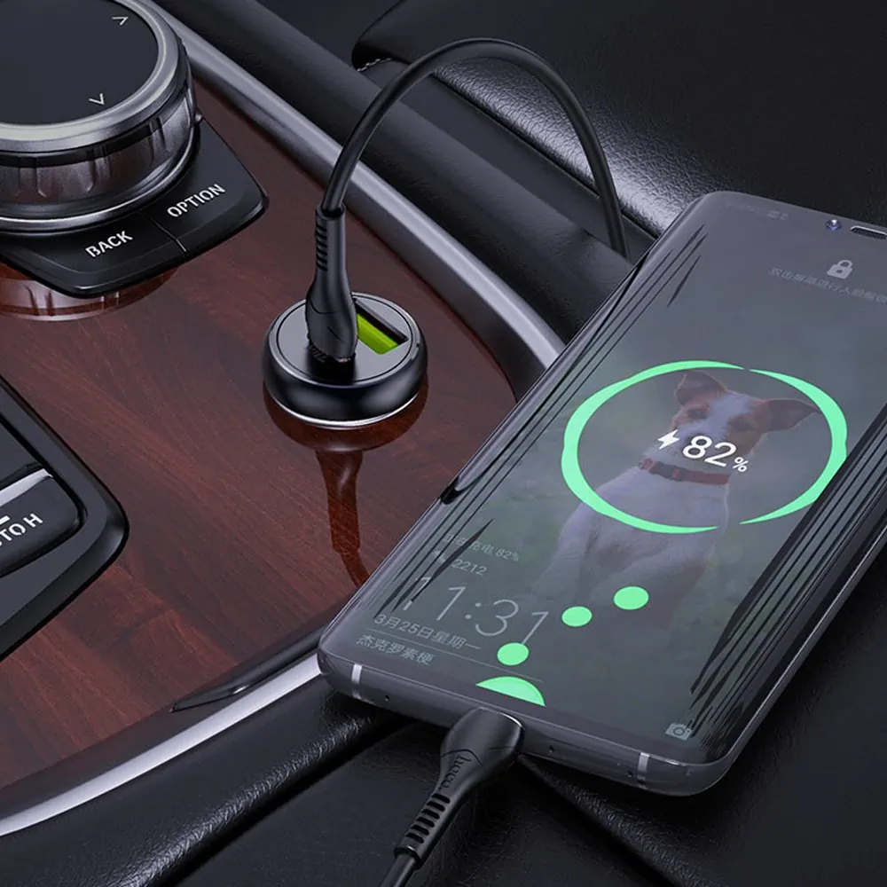 Ładowarka samochodowa USB 20W + USB-C szybkie ładowanie, czarna